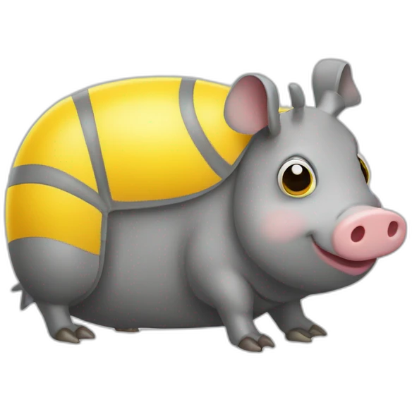 Gray pig armadillo cow centipede insect with yellow duck face emoji