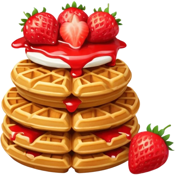 a stack of waffles with strawberry  emoji