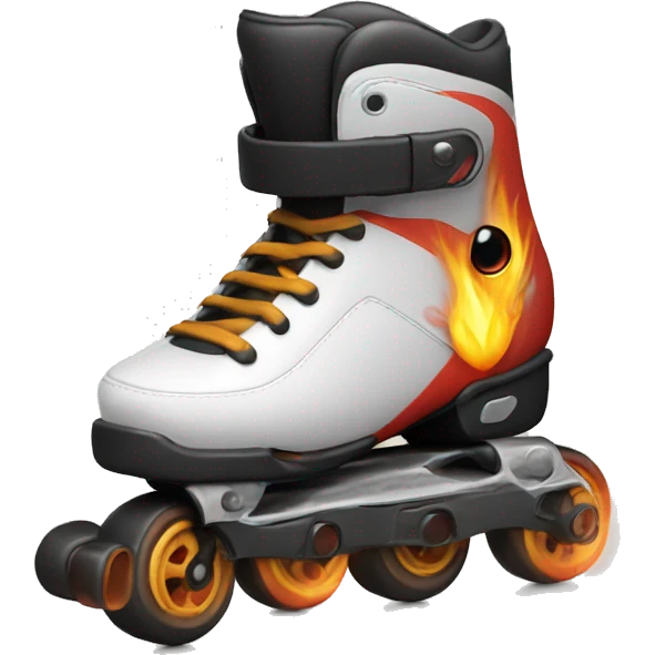 an inline rollerblade that only has the wheels on fire emoji