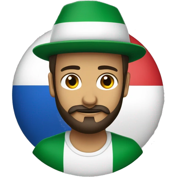 Italien costaud sans lunette avec une grosse barbe qui joue de la basse et porte une casquette noire avec le drapeau italien  emoji