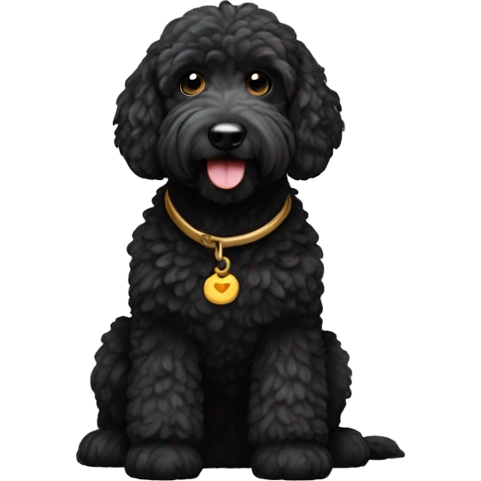 Black golden doodle dog emoji