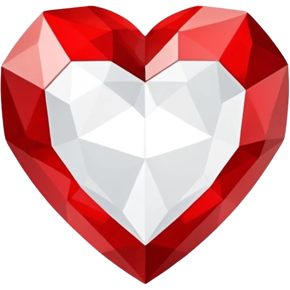white and red geometric jewel heart emoji