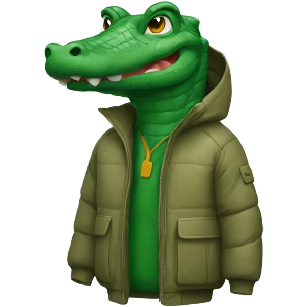 Gator wearing a parka emoji