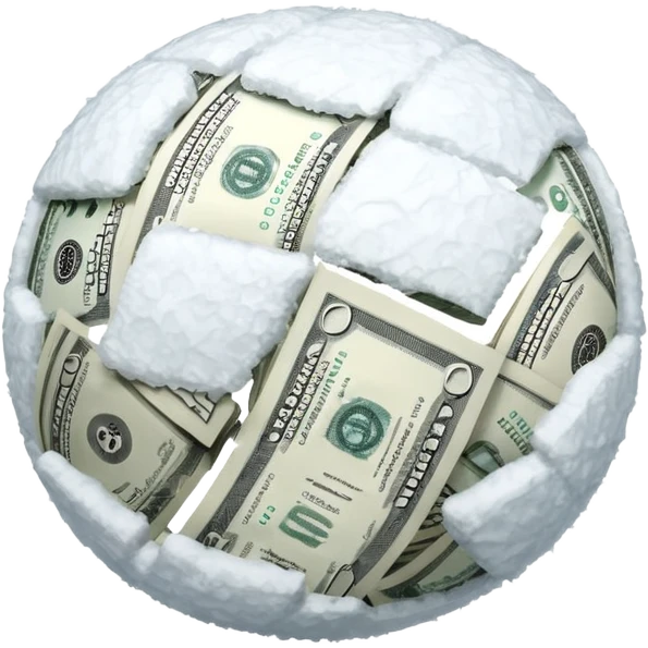 Snow ball with dollar bills  emoji