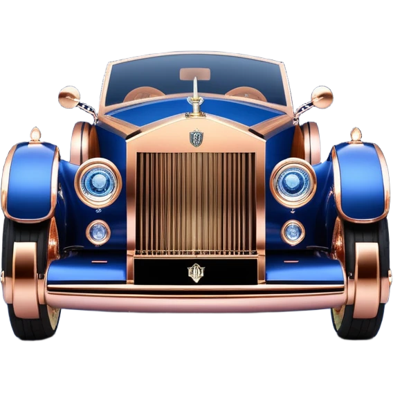 dark blue led lights on a streamlined channeled hot rodded delicately inlaid rose gold and wood accentuated sporty 1889 Rolls Royce with futuristic electric spaceship plasma neon glowing motors and lightening dynamos with wide racing wheels that are held strong by advanced suspension and steering emoji