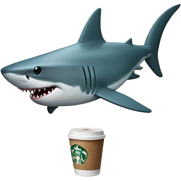 Shark with starbucks emoji