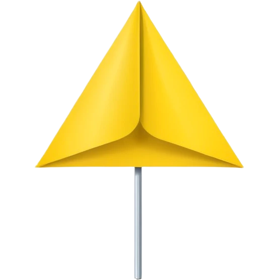 Emoji-style triangular flag, bright yellow, flat design, no folds or shading, simple and clean, minimalistic, centered on plain white or transparent background, high resolution emoji