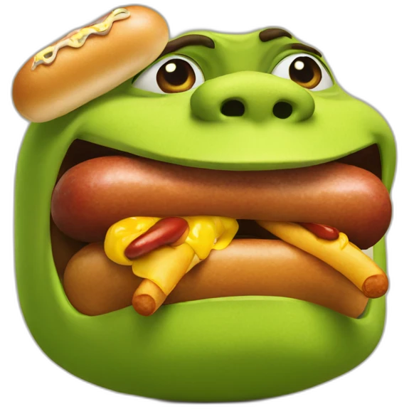 shrek eating a hotdog emoji