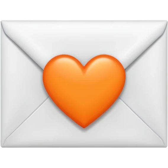 white envelop with small orange heart in the middle emoji