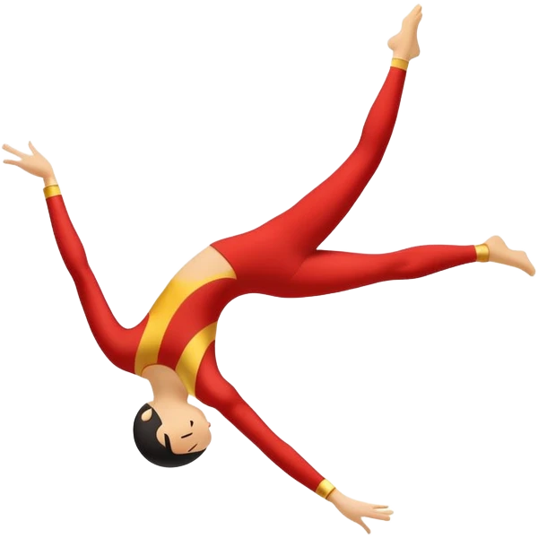 A dynamic emblem symbolizing acrobatic sports, featuring an abstract representation of an acrobat mid-performance, performing a graceful flip or aerial pose. The emblem should incorporate sleek lines and shapes that evoke motion and precision, with a clean, professional look. emoji