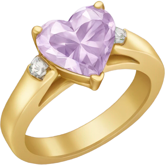 Gold engagement ring with light purple heart diamond  emoji