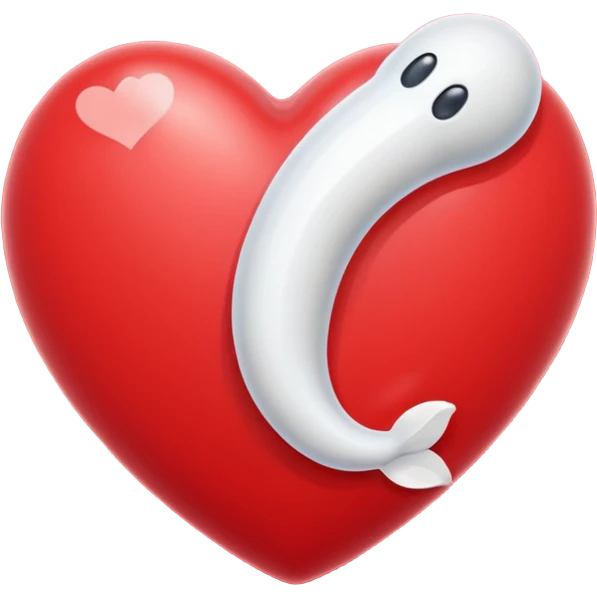 White sperm on Red heart emoji