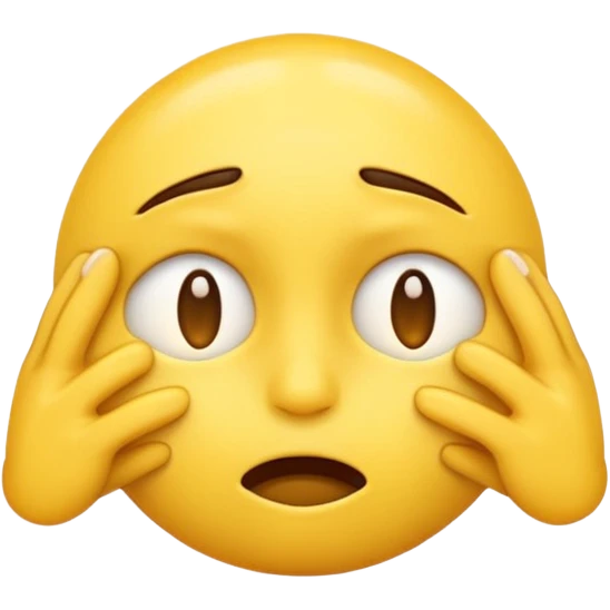 embarrased yellow emoji sqeezing eyes shut with sweat coming down the face hidding emoji