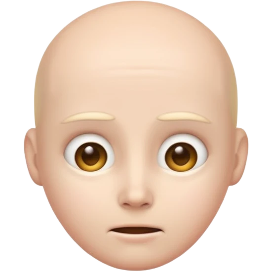 Uncanny valley emoji with *NO* eyebrows emoji