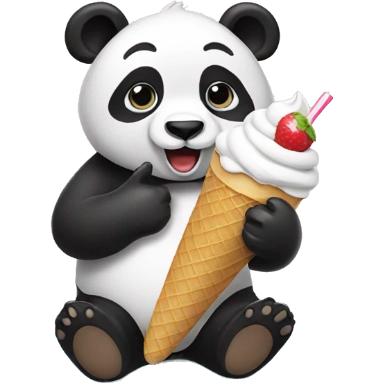 Panda eating ice cream emoji