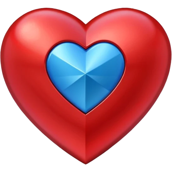A geometric red 3D heart with a geometric blue star inside emoji