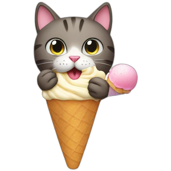 a cat eating an ice cream emoji