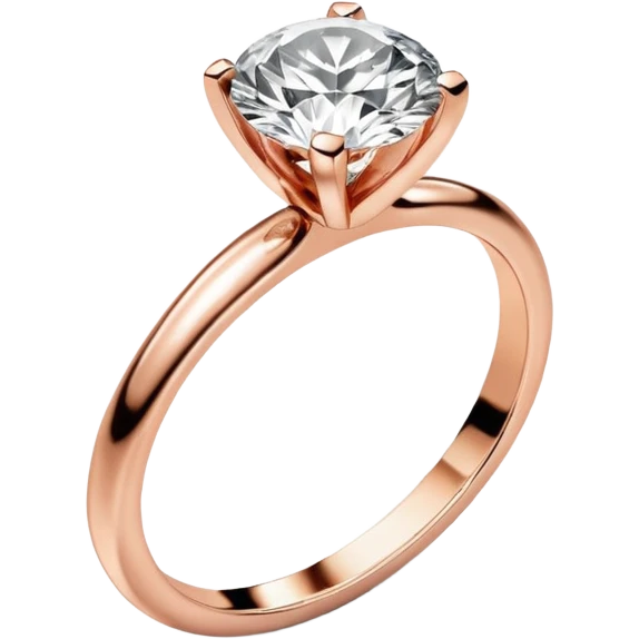 Rose gold engagement ring with round diamond emoji