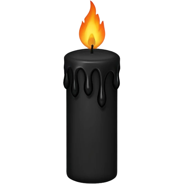 Black wax candle with eerie flame, minimalist gothic iOS emoji emoji