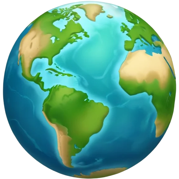 Earth globe with green continents shaped to form the number 8, iOS emoji style emoji