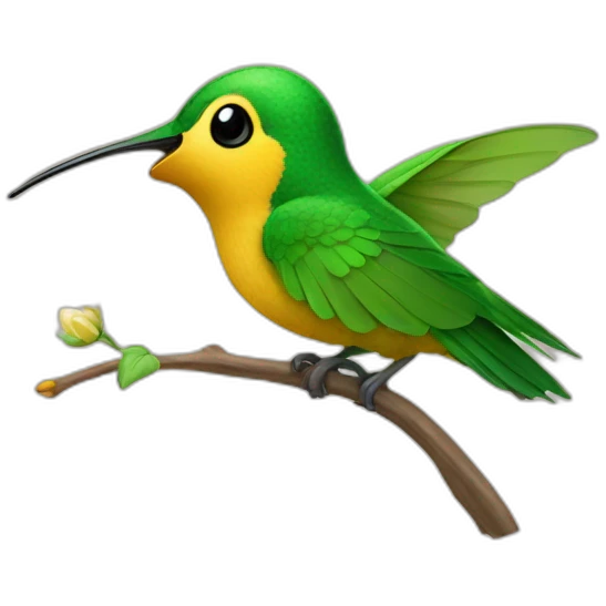 emoji de un colibrí acostado al lado de una niña que está durmiendo emoji