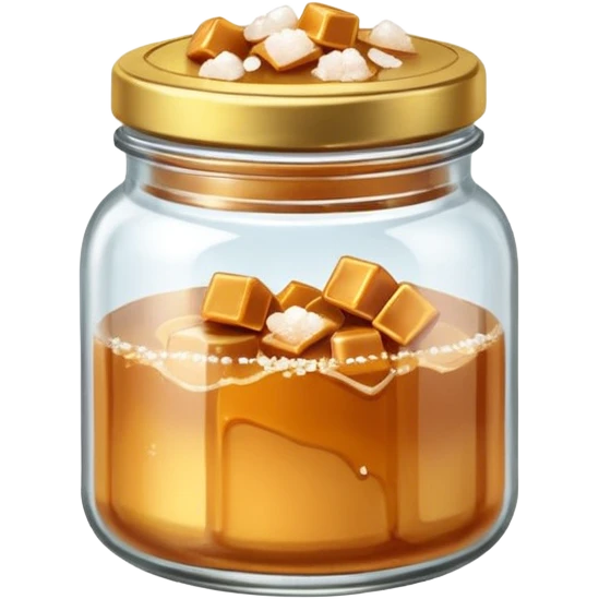 Salted caramel jar with small peaces of salt and without face emoji  emoji