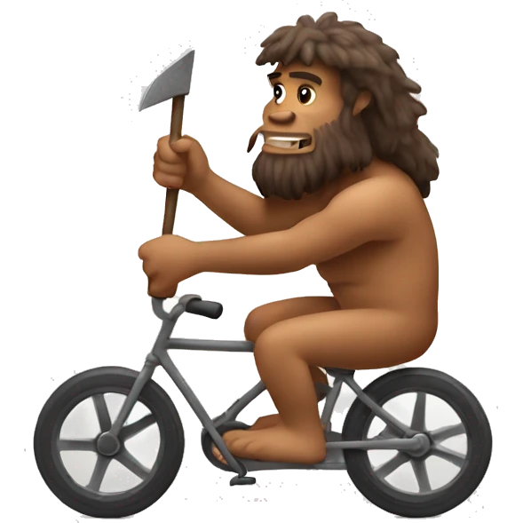 caveman with two wheels in his hand emoji