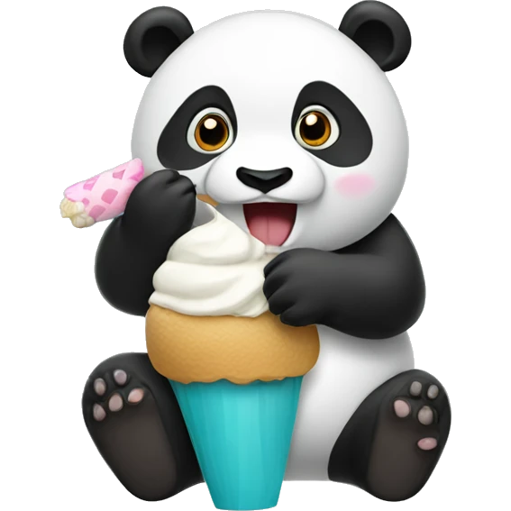 Panda eating ice cream emoji