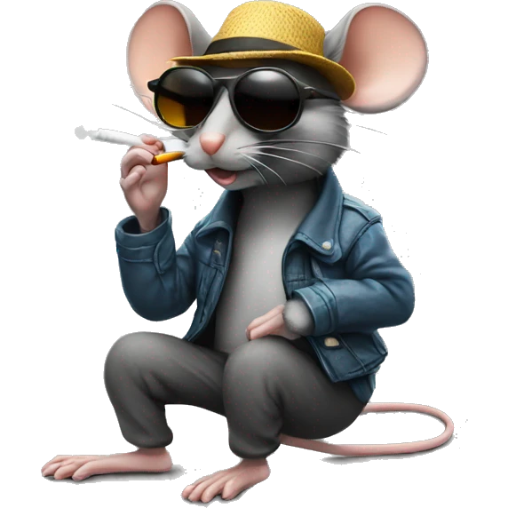 Mouse smoking a cigarette and wearing sunglasses emoji