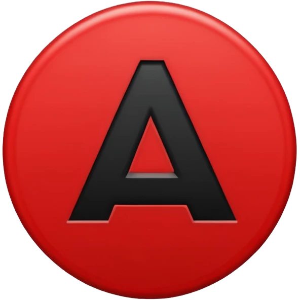 a black circle with a red A in the middle emoji