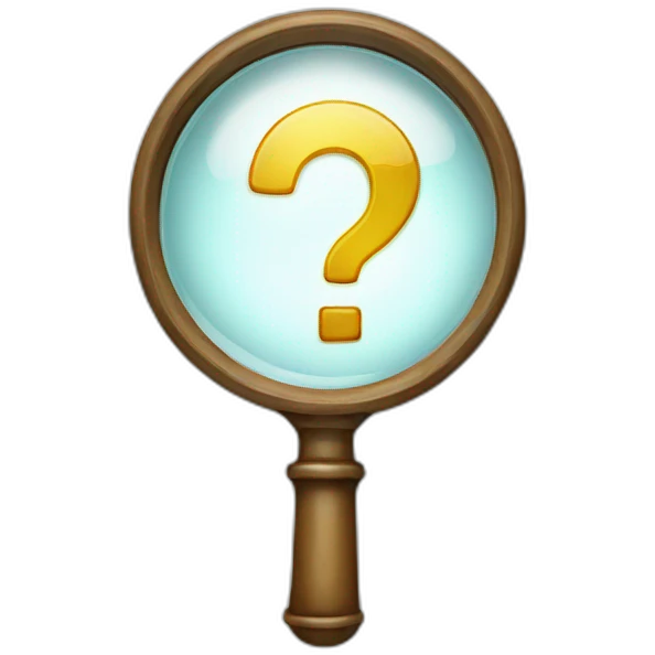 magnifying glass with question mark emoji