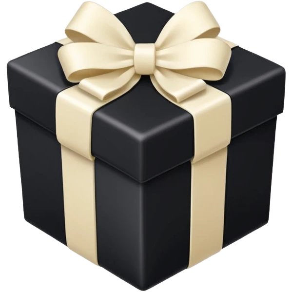 square black gift box present with an ivory bow emoji