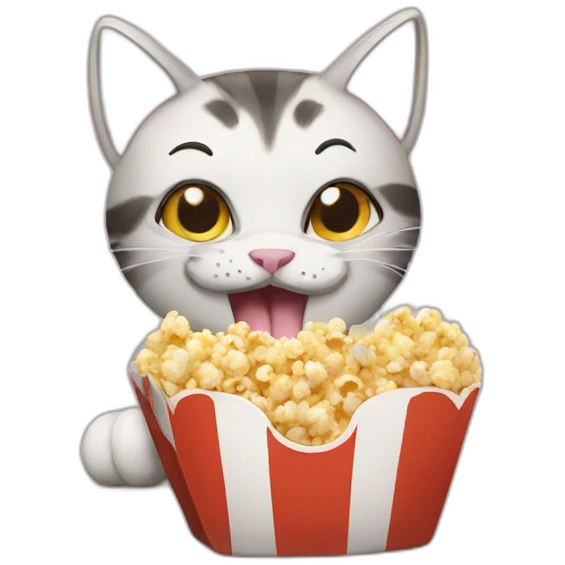 Cat eating popcorn emoji