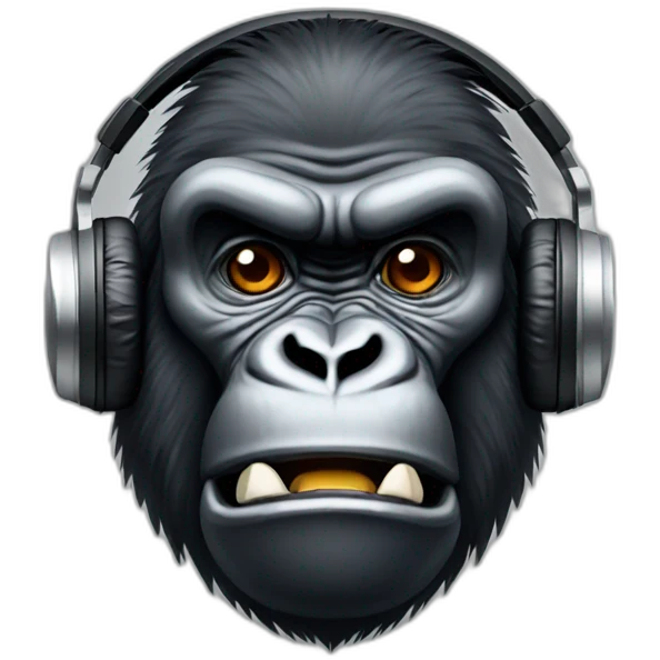 angry gorilla with headhphones emoji