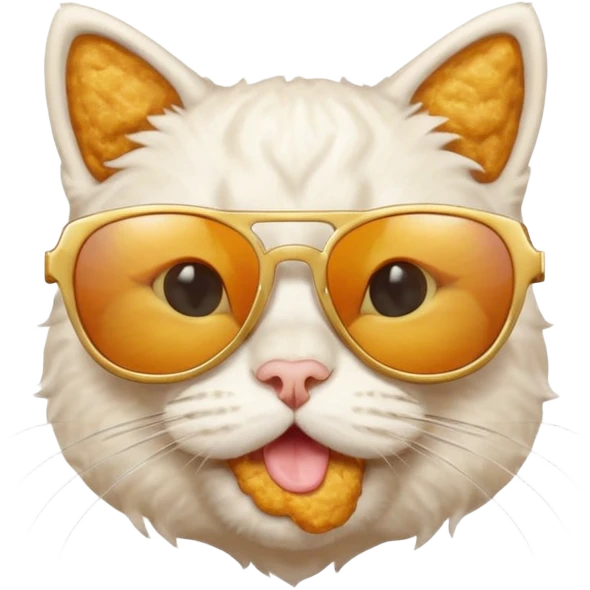 White Cat with sun glasses and this cat is made from nugget emoji