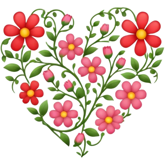 heart shape with flower patterns emoji