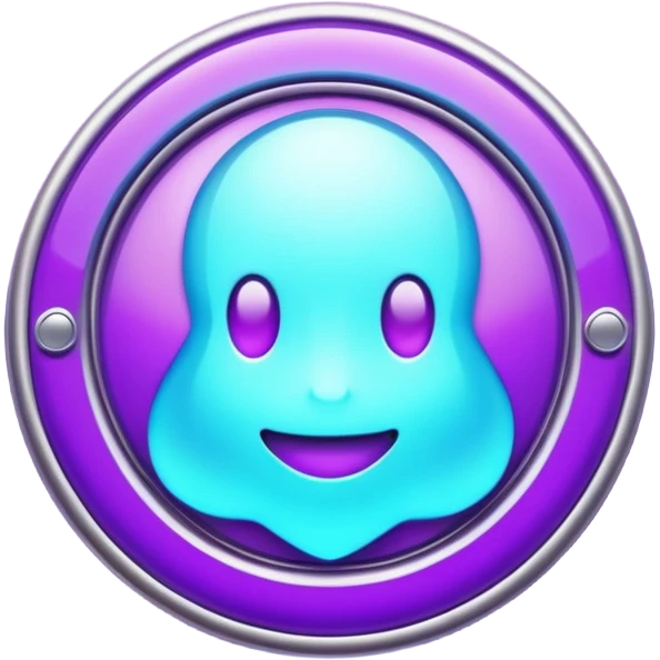 futuristic glowing clapp, purple and cyan glow, dark background emoji
