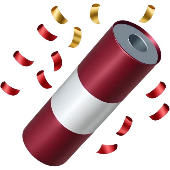 Burgundy and white confetti popper emoji