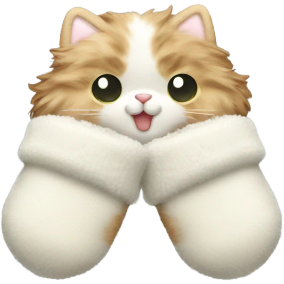 fluffy cream mittens emoji