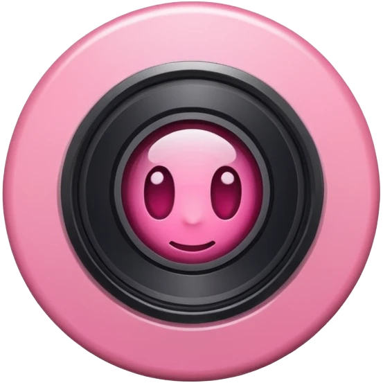 A round camera lens, apple emoji style, minimalist, with highlights, no faces, pink, variant 1 emoji