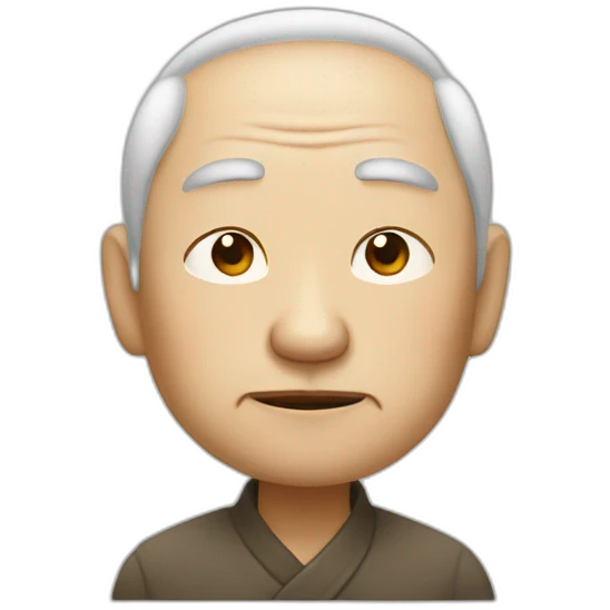 Chinese old guy looks very sleepy eyes almost close emoji