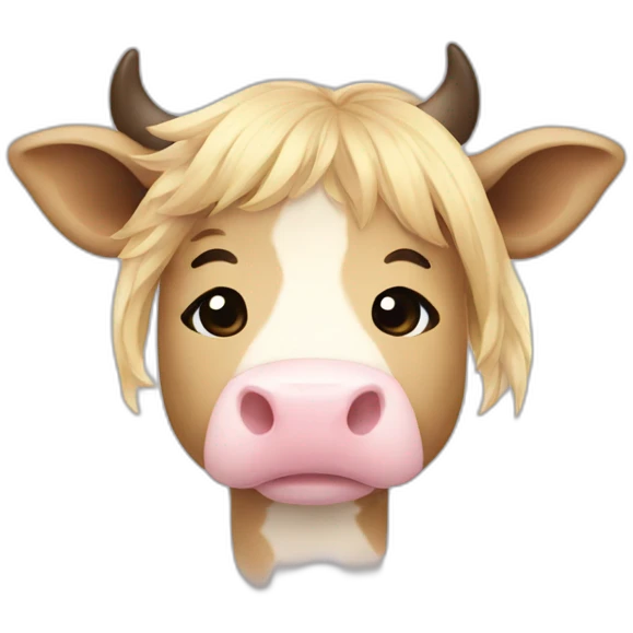 Cow with long blonde hair uwu emoji