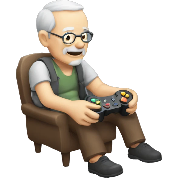 Old man playing games on a gamepad emoji