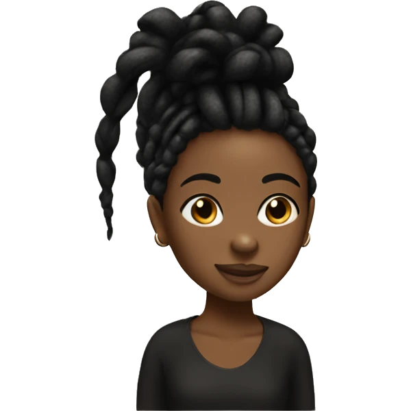black caramel skin girl emoji with black dreadlocks   emoji