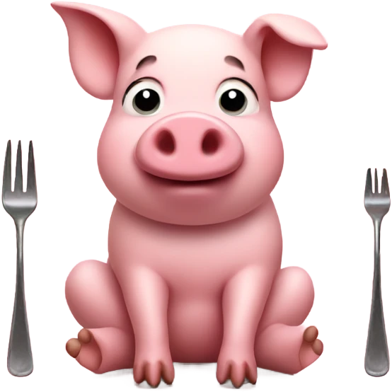 Pig sitting on a fork emoji
