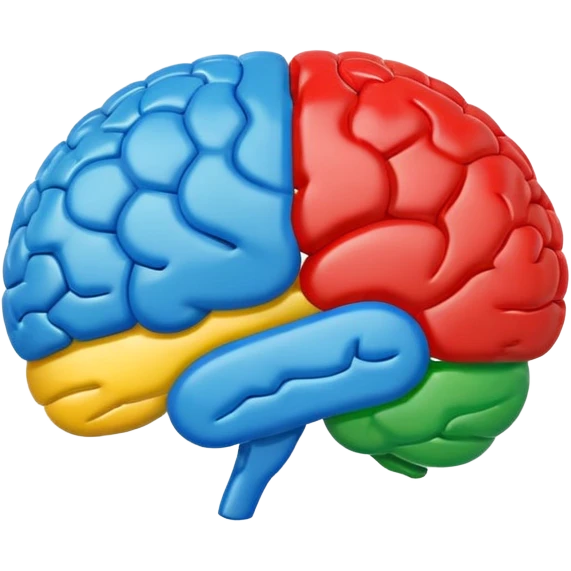 brain emoji in the style and colors of the Google logo, clean and modern emoji