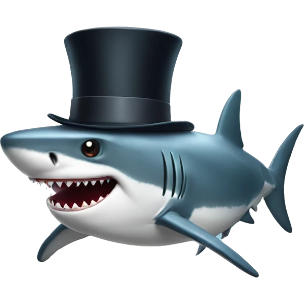 Shark with a top hat emoji