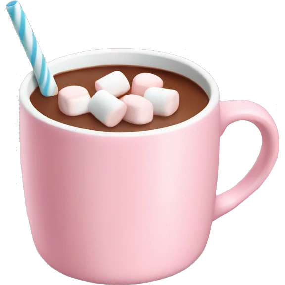 Light Pink mug of hot chocolate with marshmallows  emoji