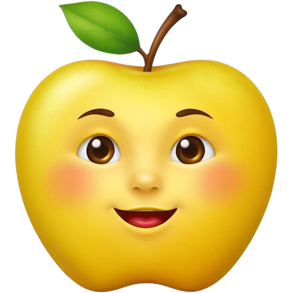Yellow apple emoji biting lip and raising one eyebrow emoji