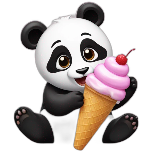 Panda eating ice cream emoji